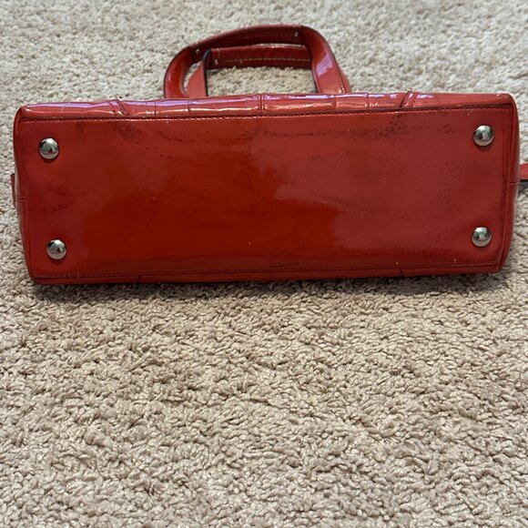 USED Coach F14412 Orange Embossed Signature Patent Leather Satchel Handbag - Picture 7 of 7